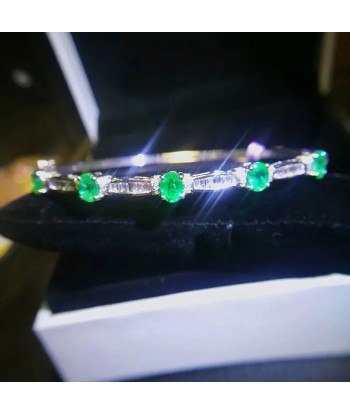 Sterling Silver Emerald Bracelet with Designer Charms. for Women JUSQU'A -70%! 