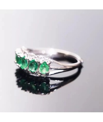 925 Sterling Silver Natural Emerald Ring for Women solde