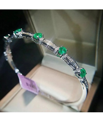 Sterling Silver Emerald Bracelet with Designer Charms. for Women JUSQU'A -70%! 