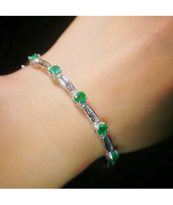 Sterling Silver Emerald Bracelet with Designer Charms. for Women JUSQU'A -70%! 