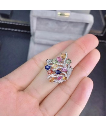 925 Silver Multicolor Sapphire Ring for Woman de France