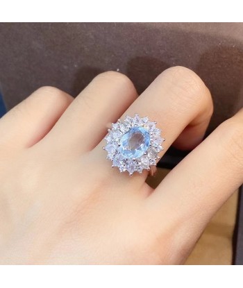 925 Sterling Silver Aquamarine Ring for Women meilleur choix