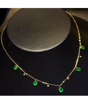 S925 Sterling Silver Emerald Necklace for Women Amélioration de cerveau avec