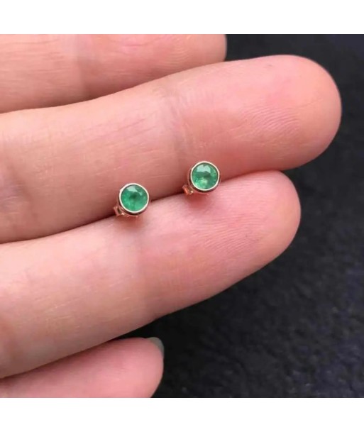 925 Sterling Silver Emerald Gemstone Stud Earrings for Women acheter en ligne