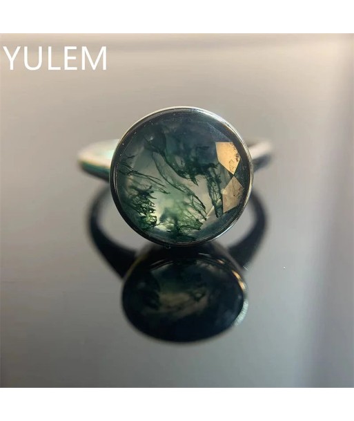 925 Sterling Silver Moss Agate Ring for Man en ligne