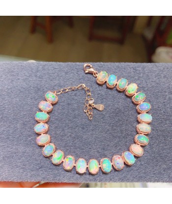 Sterling Silver Natural Opal Bracelet Colorful Stone Bangle for Women la colonne vertébrale