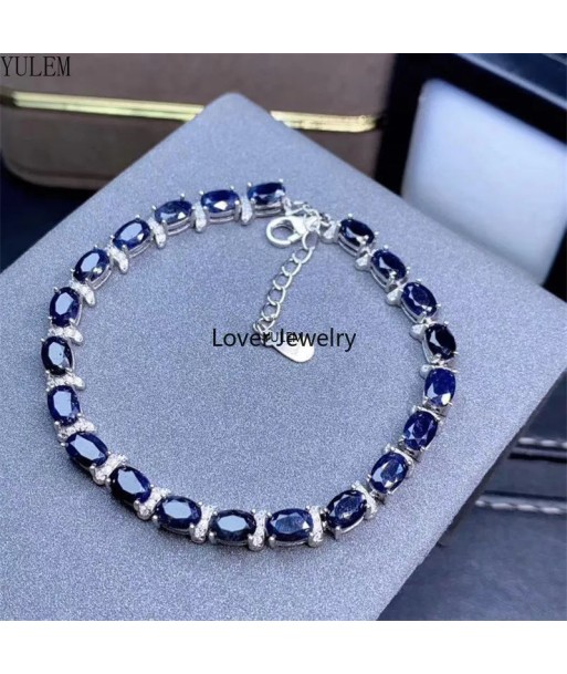 925 Sterling Silver Natural Sapphire/Opal Gemstone Bracelet for Women plus qu'un jeu 