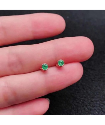 925 Sterling Silver Emerald Gemstone Stud Earrings for Women acheter en ligne