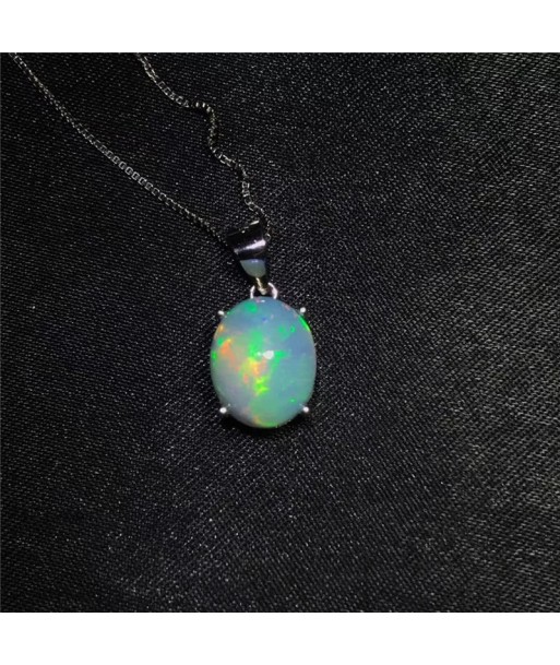 Sterling Silver Oval Natural Australia Opal Pendant for Woman acheter