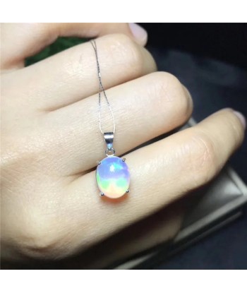 Sterling Silver Oval Natural Australia Opal Pendant for Woman acheter