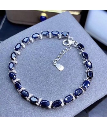 925 Sterling Silver Natural Sapphire/Opal Gemstone Bracelet for Women plus qu'un jeu 