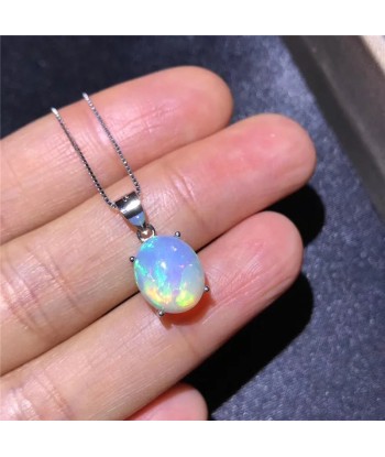 Sterling Silver Oval Natural Australia Opal Pendant for Woman acheter