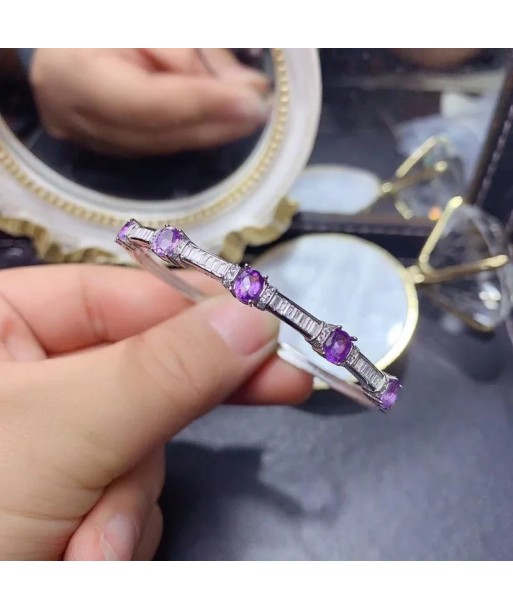 Sterling Silver Amethyst Bracelet for Women en ligne