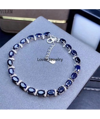 925 Sterling Silver Natural Sapphire/Opal Gemstone Bracelet for Women plus qu'un jeu 