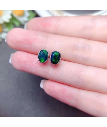 925 Sterling Silver Black Opal Earring for Women d'Europe débarque