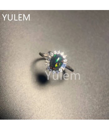 925 Sterling Silver Black Opal Wedding Ring for Women livraison et retour toujours gratuits