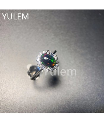 925 Sterling Silver Black Opal Wedding Ring for Women livraison et retour toujours gratuits