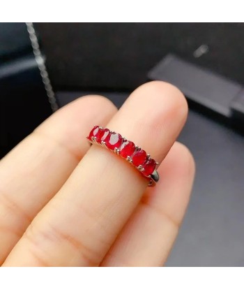 Sterling Silver Myanmar Ruby Ring for Her Amélioration de cerveau avec