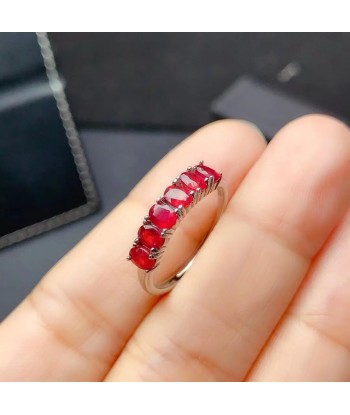 Sterling Silver Myanmar Ruby Ring for Her Amélioration de cerveau avec