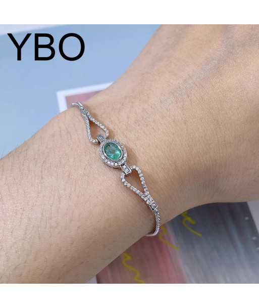 925 Sterling Silver Oval Emerald Zircon Tennis Bracelet for Women les ctes