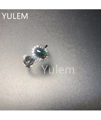 925 Sterling Silver Black Opal Wedding Ring for Women livraison et retour toujours gratuits