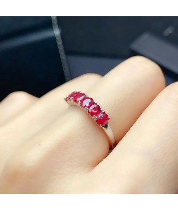 Sterling Silver Myanmar Ruby Ring for Her Amélioration de cerveau avec