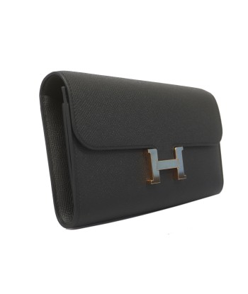 Auth Hermes Shoulder Wallet Constance Long To Go Z Engraved Epson Black Rose Gold Metal paiement sécurisé