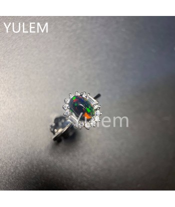 925 Sterling Silver Black Opal Wedding Ring for Women livraison et retour toujours gratuits