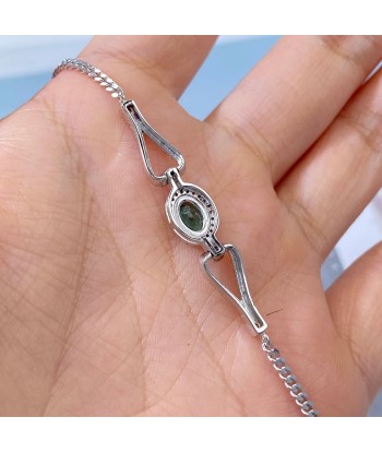 925 Sterling Silver Oval Emerald Zircon Tennis Bracelet for Women les ctes