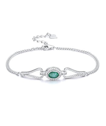 925 Sterling Silver Oval Emerald Zircon Tennis Bracelet for Women les ctes