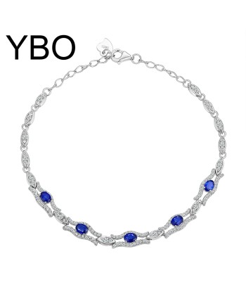 925 Sterling Silver Natural Sapphire cz Bangle for Women une grave pollution 