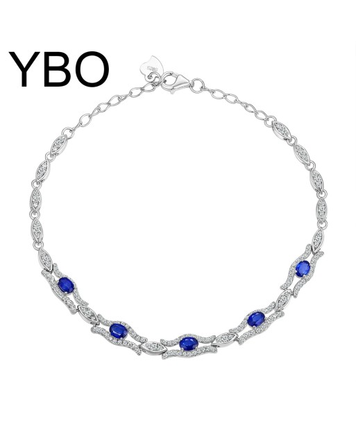 925 Sterling Silver Natural Sapphire cz Bangle for Women une grave pollution 