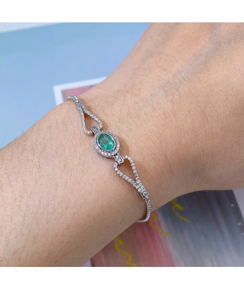 925 Sterling Silver Oval Emerald Zircon Tennis Bracelet for Women les ctes