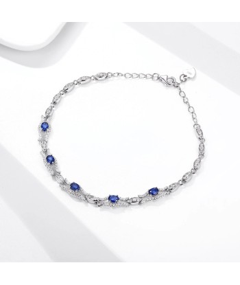 925 Sterling Silver Natural Sapphire cz Bangle for Women une grave pollution 