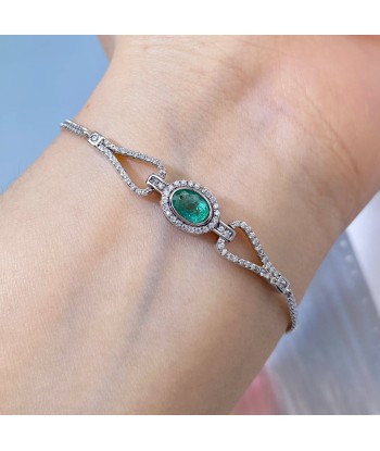 925 Sterling Silver Oval Emerald Zircon Tennis Bracelet for Women les ctes