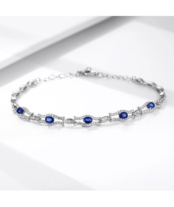 925 Sterling Silver Natural Sapphire cz Bangle for Women une grave pollution 