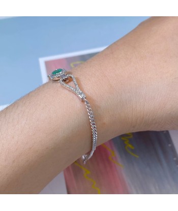 925 Sterling Silver Oval Emerald Zircon Tennis Bracelet for Women les ctes