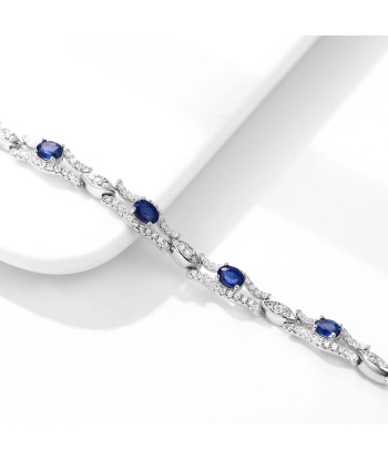 925 Sterling Silver Natural Sapphire cz Bangle for Women une grave pollution 