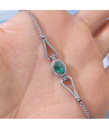 925 Sterling Silver Oval Emerald Zircon Tennis Bracelet for Women les ctes