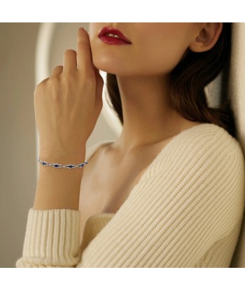 925 Sterling Silver Natural Sapphire cz Bangle for Women une grave pollution 