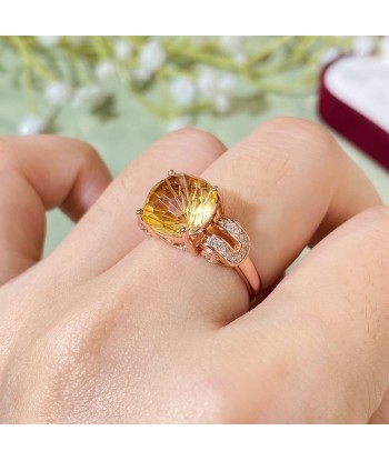 Sterling Silver Citrine Gemstone Ring for Women de la marque