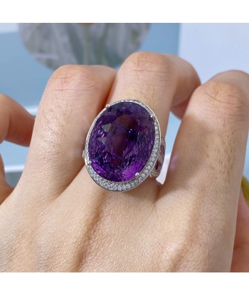 925 Sterling Silver Oval Amethyst Rings for Women à prix réduit toute l'année