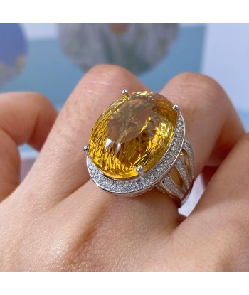 925 Sterling Silver Citrine Ring for Women Livraison rapide