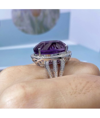 925 Sterling Silver Oval Amethyst Rings for Women à prix réduit toute l'année