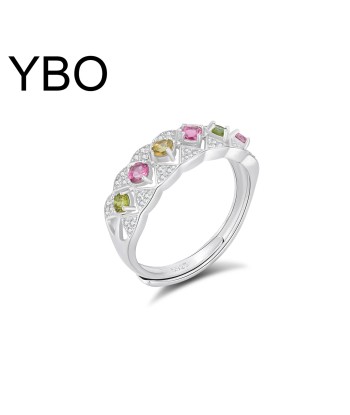 925 Sterling Silver Colorful Tourmaline Ring for Women Livraison rapide