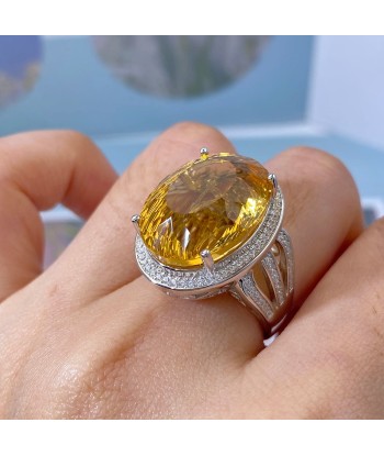 925 Sterling Silver Citrine Ring for Women Livraison rapide