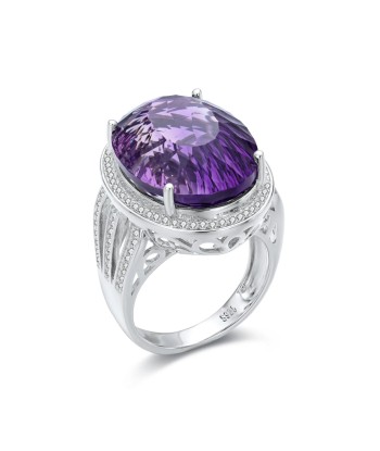 925 Sterling Silver Oval Amethyst Rings for Women à prix réduit toute l'année