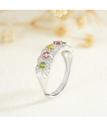 925 Sterling Silver Colorful Tourmaline Ring for Women Livraison rapide