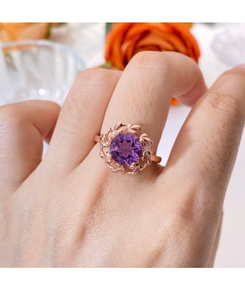 925 Sterling Silver Floral 9MM Gemstone Ring Set for Women outlet