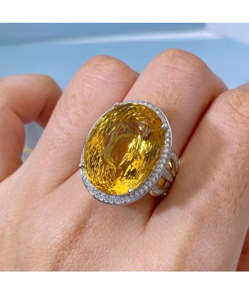 925 Sterling Silver Citrine Ring for Women Livraison rapide